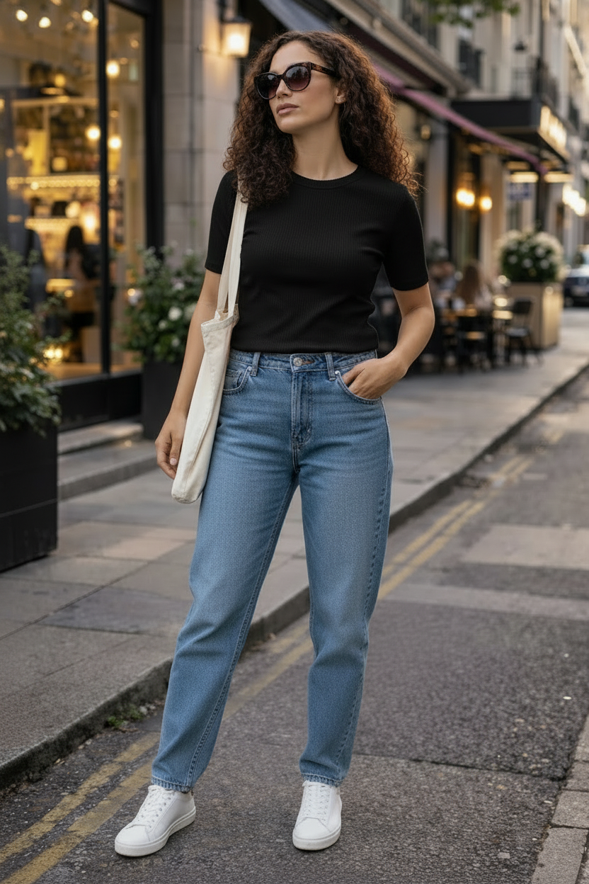Sculpted Wool Tee – Black