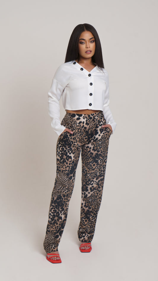 Buy Best Leopard Print Wide Leg Pants Online