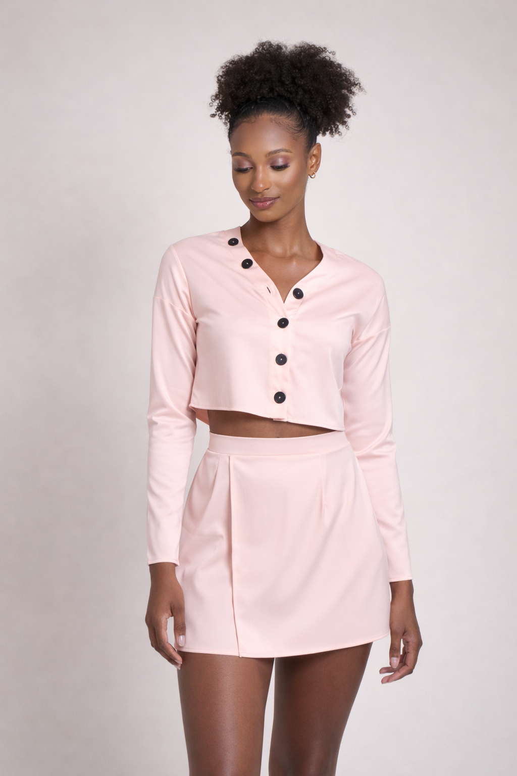 Pink Satin Long Sleeve Shirt