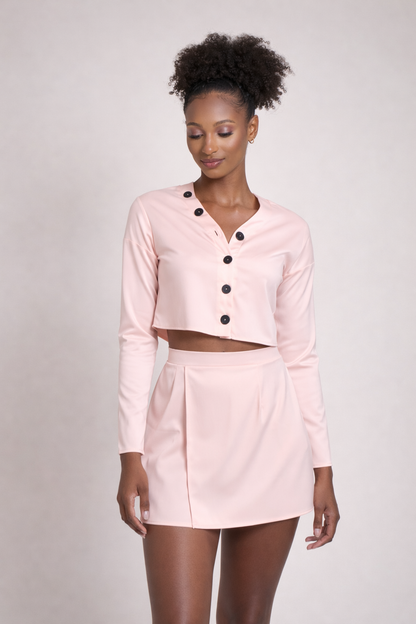 Pink Satin Long Sleeve Shirt