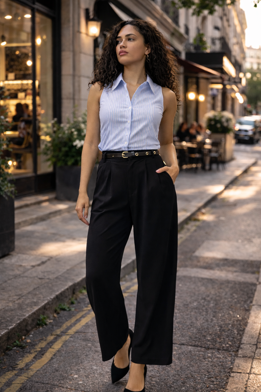 Black Ella Wide Leg Trouser