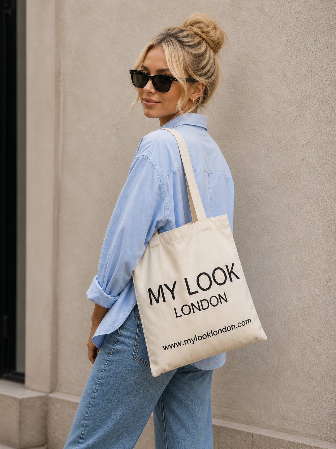 Beige Corduroy Tote Bag