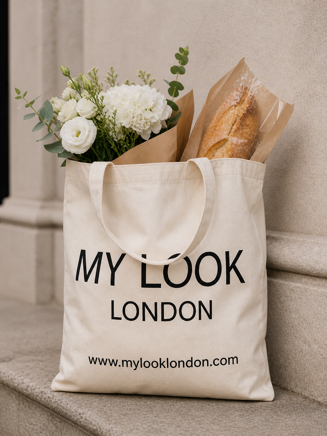 Beige Corduroy Tote Bag