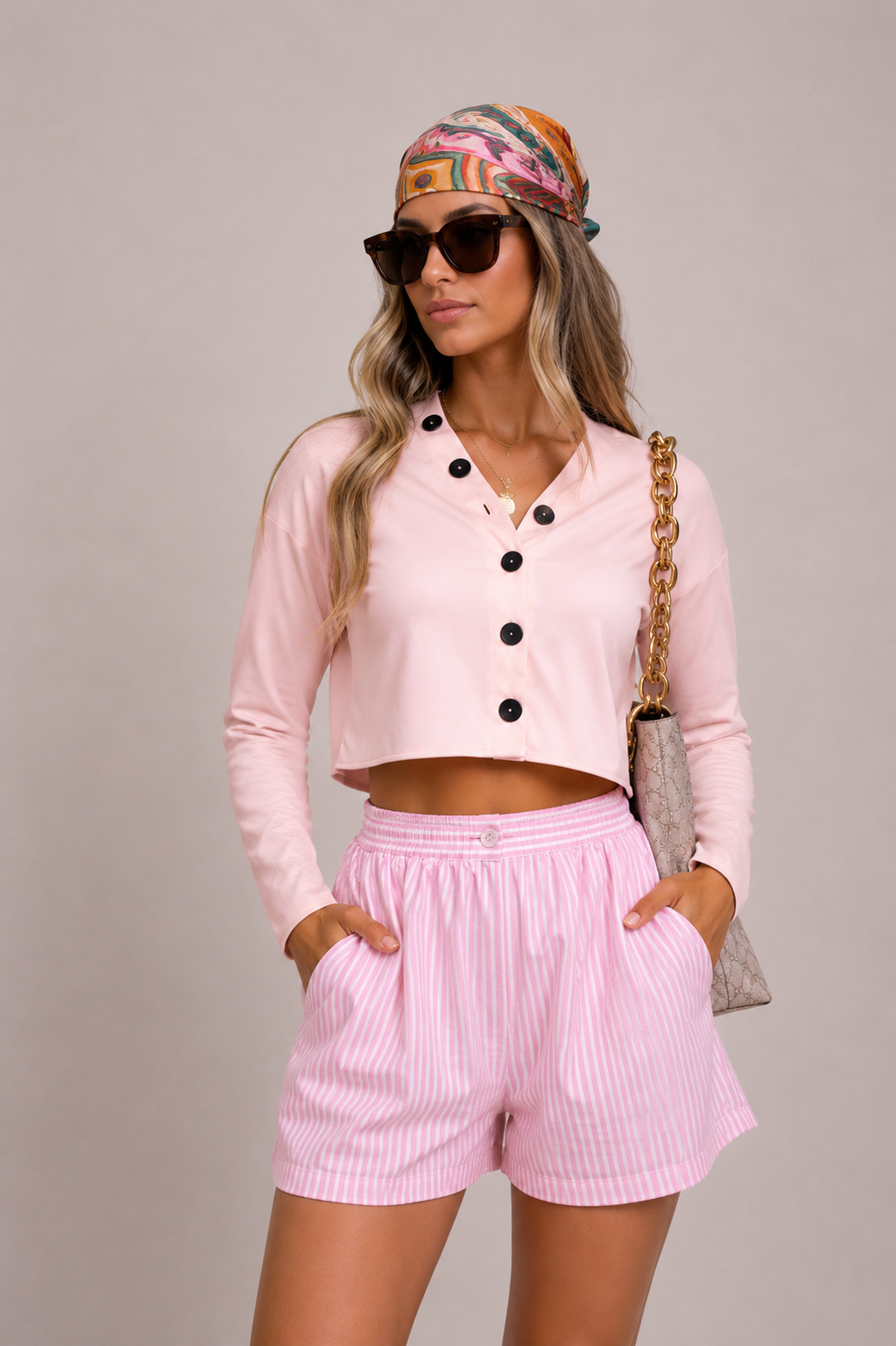 Pink Satin Long Sleeve Shirt