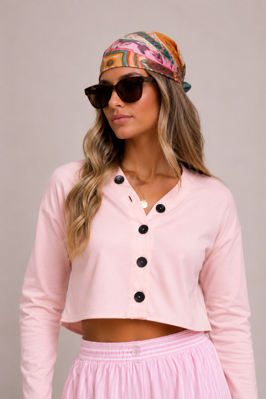 Pink Satin Long Sleeve Shirt