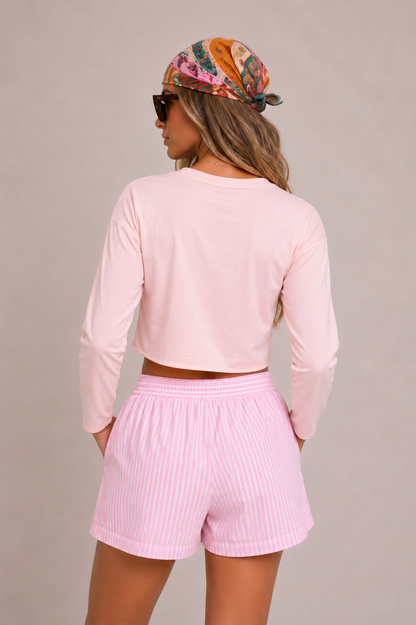 Pink Satin Long Sleeve Shirt