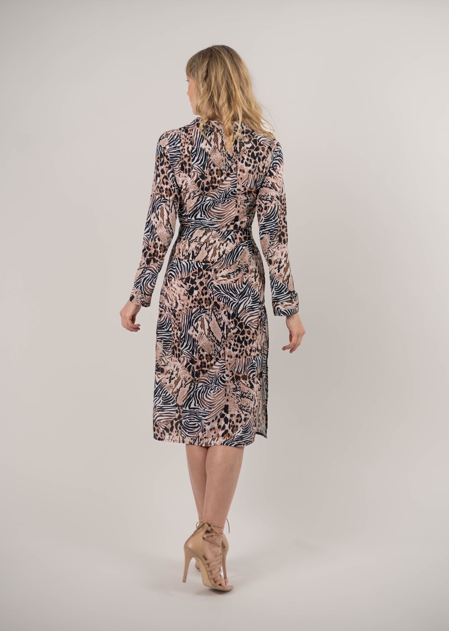 Shirt Midi Dress - Animal Print