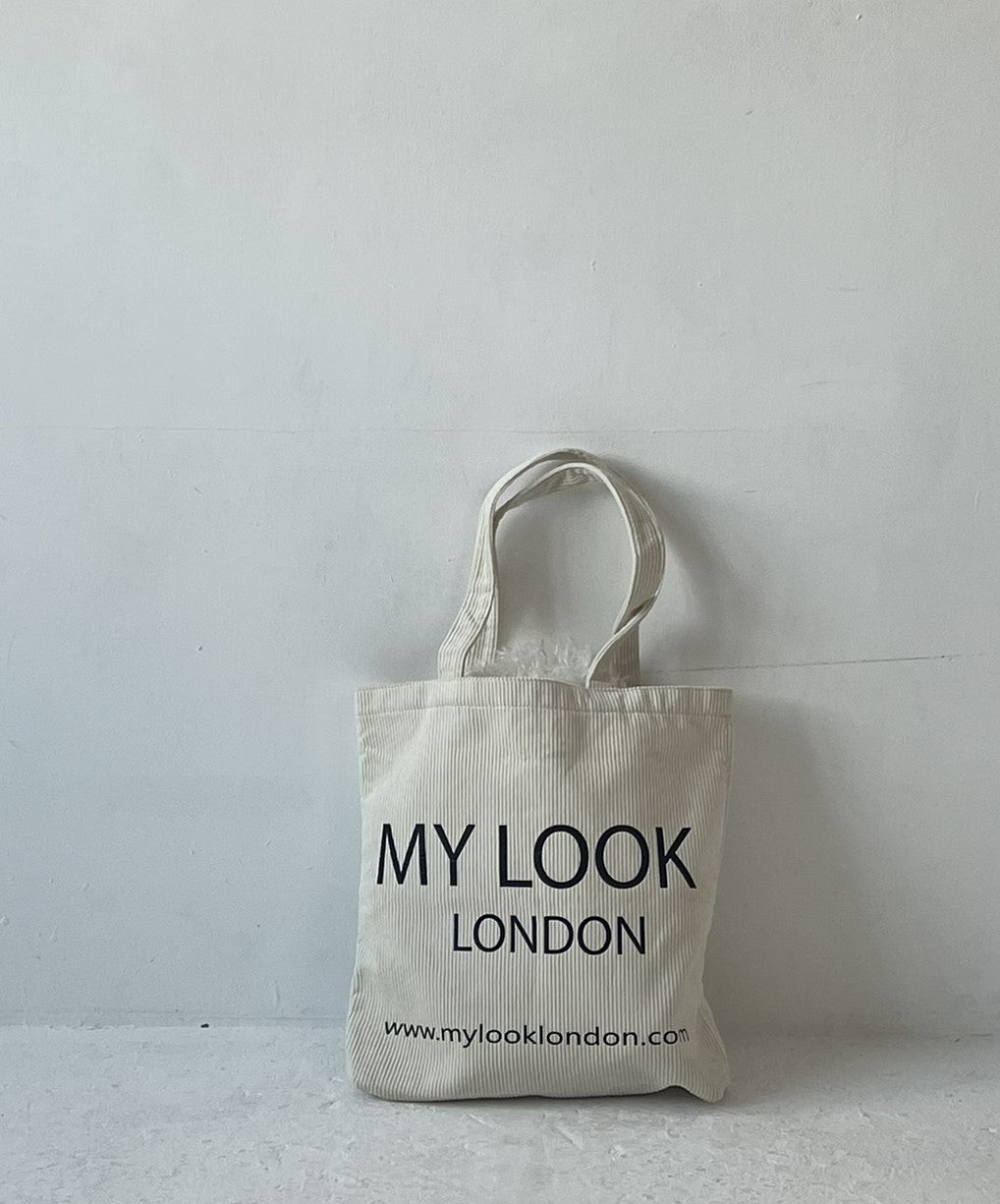 Beige Corduroy Tote Bag