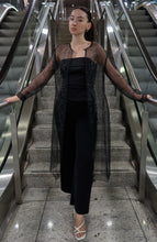 Load image into Gallery viewer, Black Long Sleeve Midi Dress In Luxury Organza
