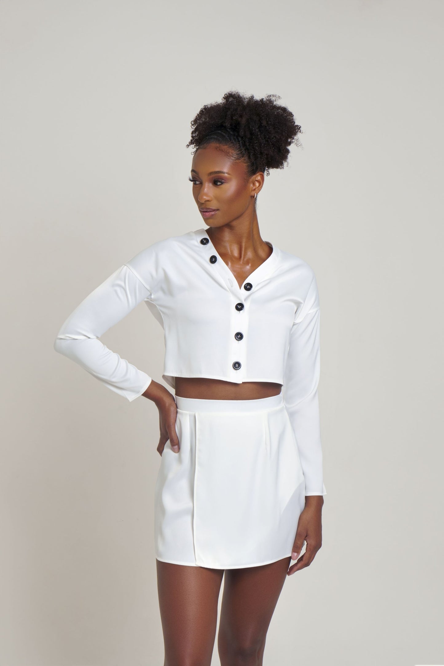 White Satin Long Sleeve Shirt