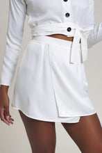 Load image into Gallery viewer, Satin White Mini Wrap Skirt
