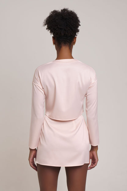 Pink Satin Long Sleeve Shirt