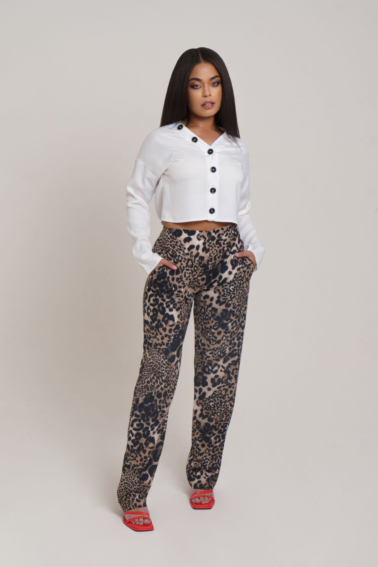 Leopard Print Wide Leg Pants