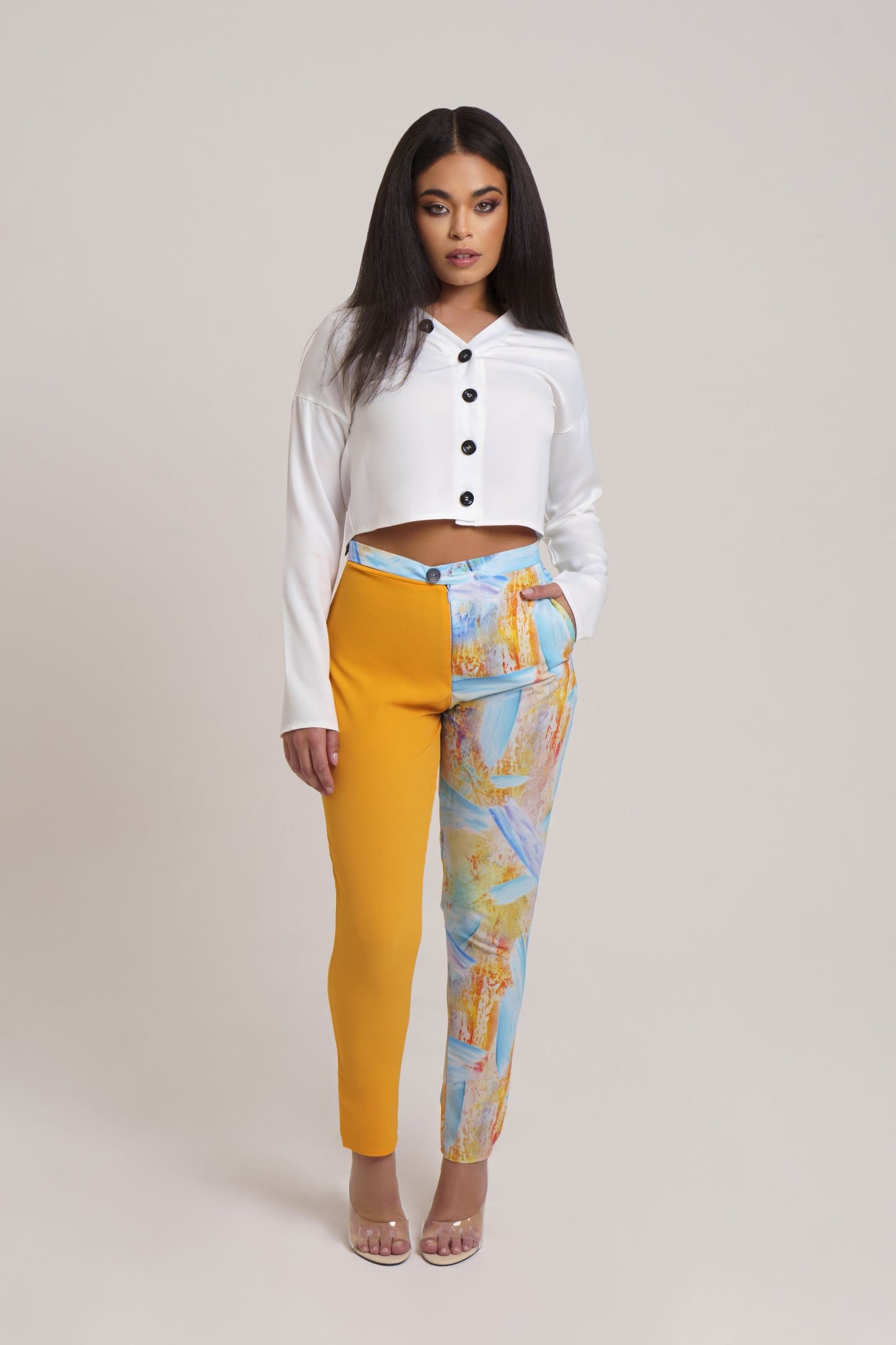 Abstract Print Straight Leg Pants