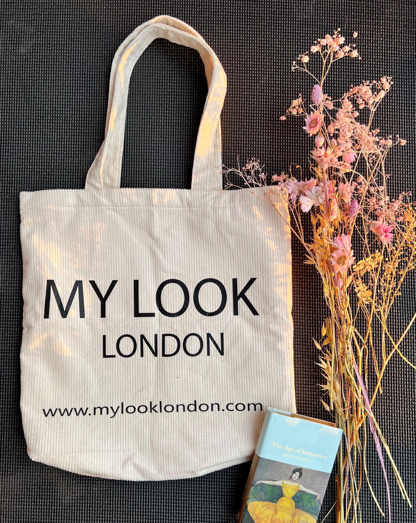 Beige Corduroy Tote Bag